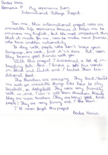 Student's letter